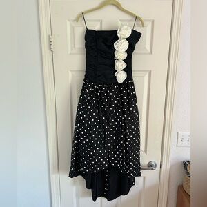 Gunne Sax Black and White Polka Dot Midi Dress